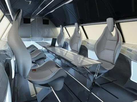 Futuristic interior design of the passenger zone of a supersonic business class Stock Illustration