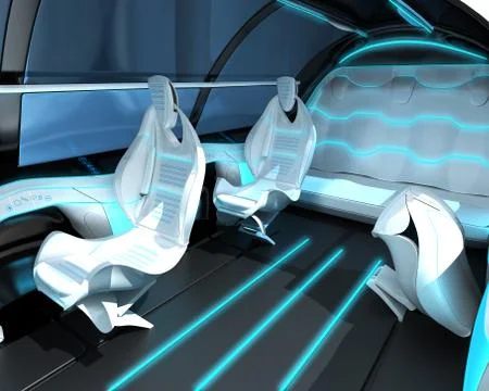 Futuristic interior design of the passenger zone of a supersonic business class Stock Illustration
