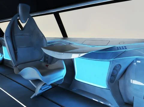 Futuristic interior design of the passenger zone of a supersonic business class Stock Illustration
