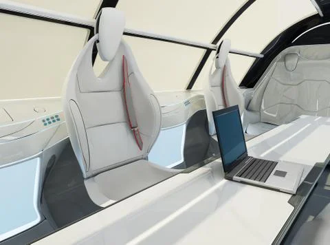 Futuristic interior design of the passenger zone of a supersonic business class Stock Illustration