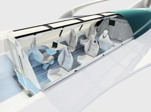 Futuristic interior design of the passenger zone of a supersonic business class Stock Illustration