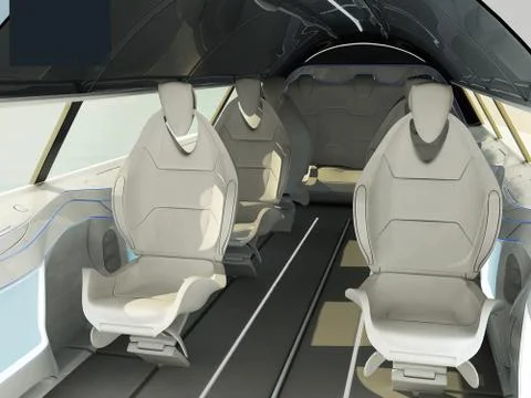 Futuristic interior design of the passenger zone of a supersonic business class Stock Illustration