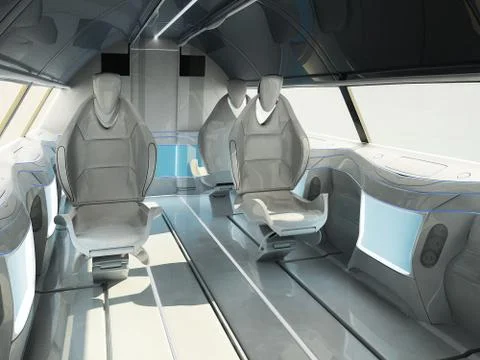 Futuristic interior design of the passenger zone of a supersonic business class Stock Illustration