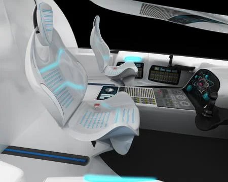 Futuristic interior design of the pilot cabin supersonic aircraft business class Stock Illustration