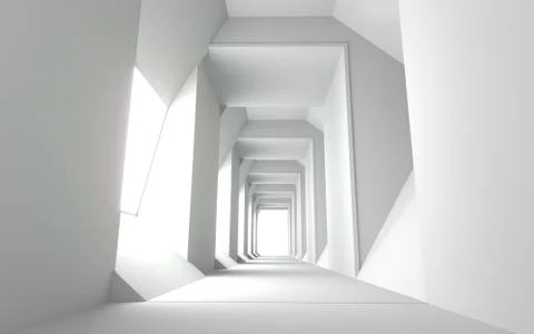 Futuristic Interior empty room with abstact reflective wall Stock Illustration