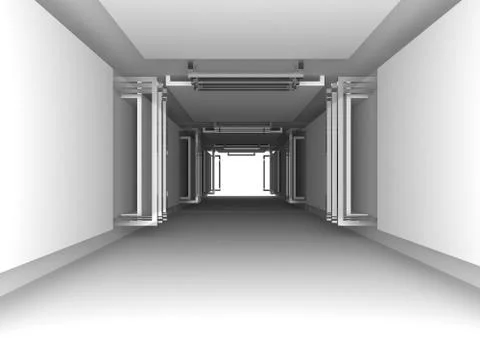 Futuristic Interior empty room with abstact reflective wall Stock Illustration