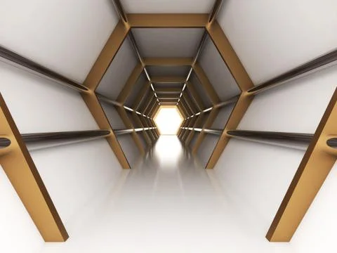 Futuristic Interior empty room with abstact reflective wall Stock Illustration