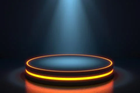 Futuristic interior with empty stage. Modern Future background. Technology Sci Stock Illustration