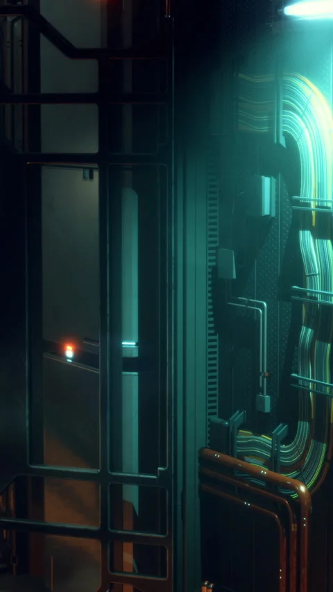 Futuristic interior featuring glowing elements and intricate design details Stock Footage 313615190
