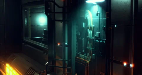 Futuristic interior featuring glowing elements and intricate design details Stock Footage 318419880