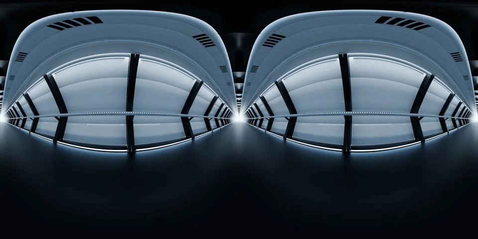 Futuristic interior space with ambient lighting 360 vr panorama Stock Illustration