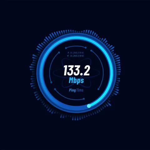 Futuristic internet speed meter dial, network test 스톡 일러스트