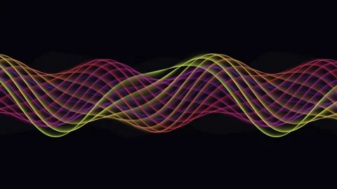 Futuristic Intersecting Wavy Line Grid Color Gradient VJ Loop Stock Footage 341650122