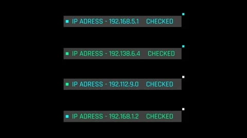 Futuristic IP Address Check Interface With Network Verification Status Stock Footage 344961011