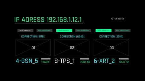Futuristic IP Data Transfer Interface With Correction And Processing Channels Stock Footage 344961022
