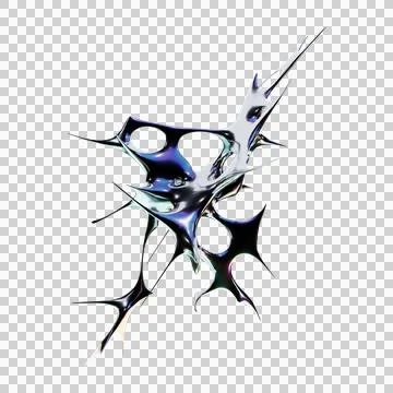 Futuristic iridescent chrome metallic type in 3D render Stock-Illustration
