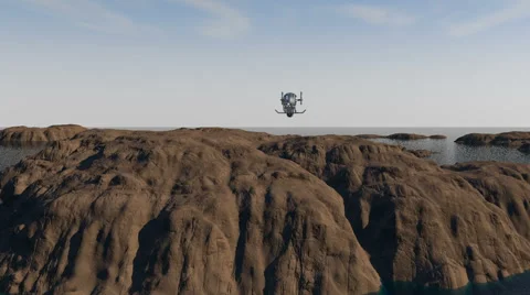 Futuristic Jet Helicopter Flying Over Mountain Range Stock Footage 60659680