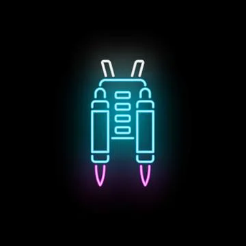 Futuristic jetpack icon illuminating neon glow technology Stock Illustration