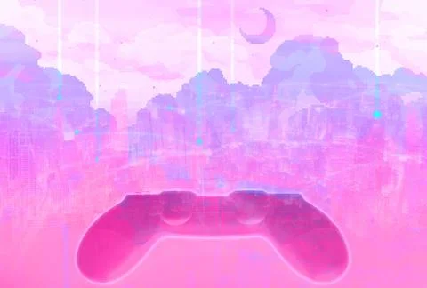 Futuristic joystick controller cyber punk theme color metaverse NFT game co.. Stock Photos