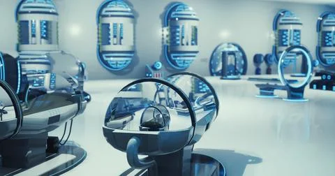 Futuristic lab with advanced tech and sleek modern design Stock Illustration