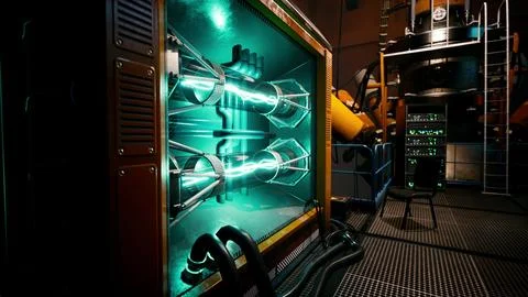 Futuristic lab displaying advanced energy tech in a scientific setting イラスト素材