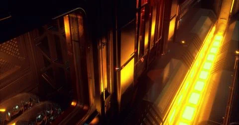 Futuristic lab with glowing lights and high tech machinery Stock Illustration