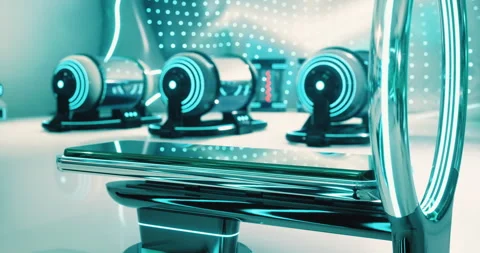 Futuristic laboratory with advanced technology and sleek design elements Stock Footage 309711257