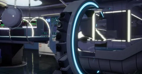 Futuristic laboratory with advanced technology and glowing equipment Stock Illustration