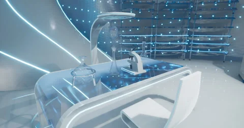 Futuristic laboratory design with advanced technology and glowing elements Stock Footage 313433546