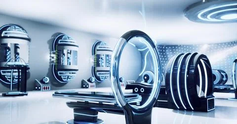 Futuristic laboratory design with advanced technology and sleek features Stockillustratie