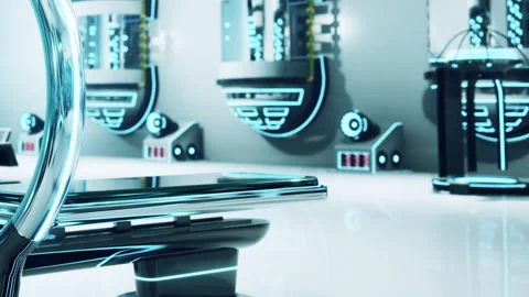 Futuristic Laboratory Equipped With Advanced Technology and Sleek Design Stock Footage 348765528