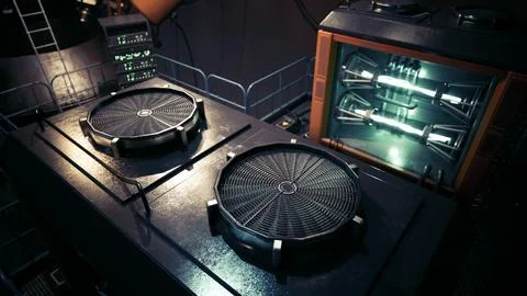 Futuristic laboratory equipped with advanced technology and sleek machinery Illustrazione stock