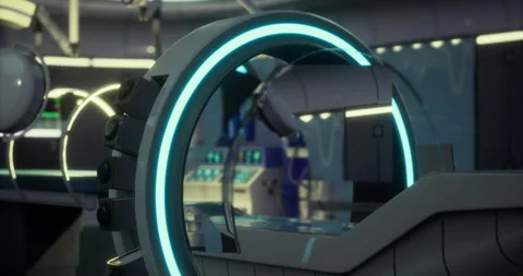 Futuristic laboratory features advanced technology and sleek design elements Stock Footage 303767743