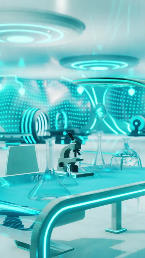 A futuristic laboratory room with sleek Stock Video Pond5