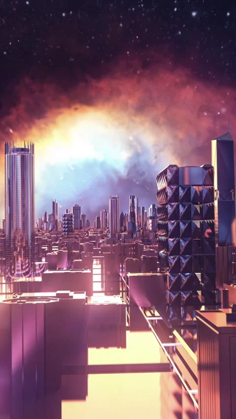 Futuristic landscape, motion in virtual space and the background of an exploding Stock Footage 286063038