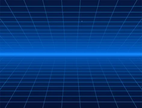 Futuristic Landscape With Styled Laser Grid. Neon Retrowave. Vector illustrat Illustrazione stock