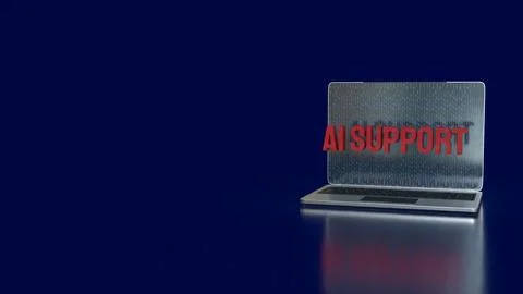 Futuristic Laptop Displaying AI Support Concept Technology Interface 3d ren.. Illustrazione stock