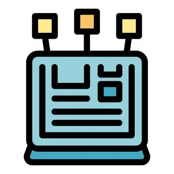 Futuristic laptop displaying complex data with wireless signals Stock Illustration