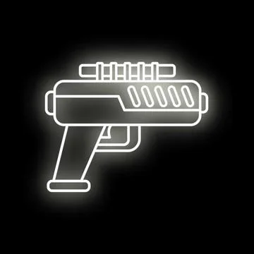 Futuristic laser blaster weapon glowing neon light Stock Illustration