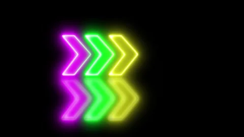 Futuristic laser glowing right neon Colorful arrows with reflection Stock Footage 320473605
