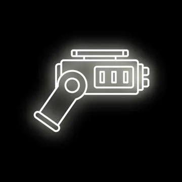Futuristic laser weapon icon glowing neon outline Stock Illustration