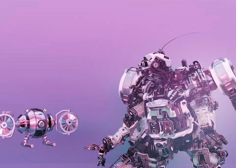 Futuristic layout with robot and copy space for your text. Artificial Stock Illustration
