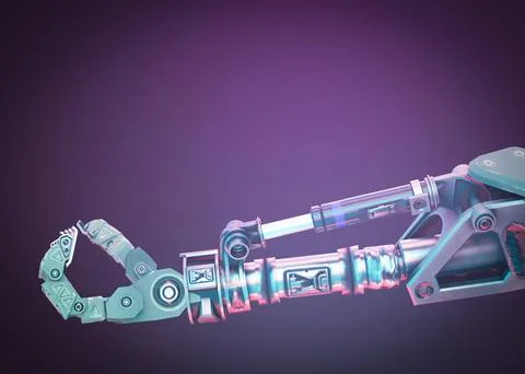 Futuristic layout with robot arm and copy space for your text. Artificial Stock Illustration