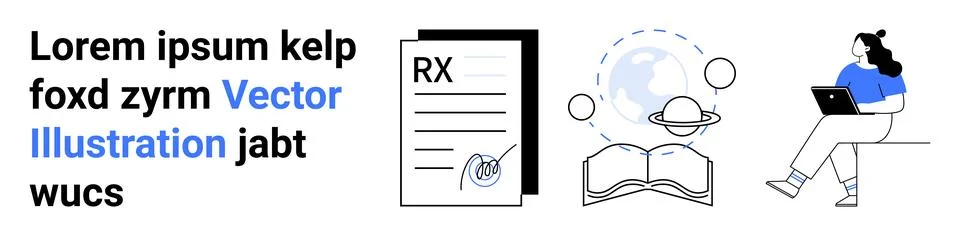 Futuristic Learning and Science Concept with Digital Elements and Education.. Illustrazione stock