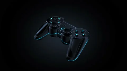 Futuristic led gamepad controller on black background Stock Footage 132469173