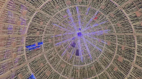 Futuristic LED Light Tunnel Installation Stock Footage 279085079