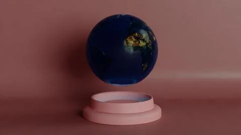 Futuristic Levitating Earth Globe Display on a Minimalist Base Stock Illustration