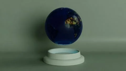 Futuristic Levitating Earth Globe Display on a Minimalist Base Stock Illustration