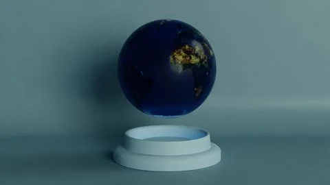 Futuristic Levitating Earth Globe Display on a Minimalist Base Stock Illustration