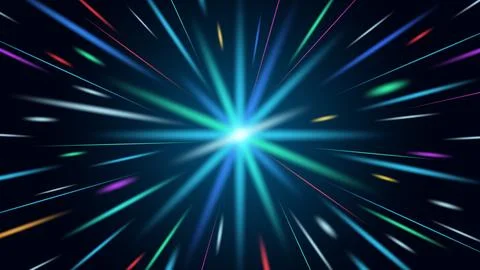 Futuristic Light Burst Abstract Background in Vibrant Neon Colors with Cent.. Stock Illustration